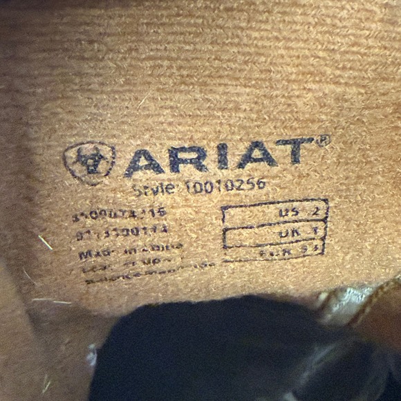 Ariat Kids Brown Leather Swirl Embroidered Western Cowboy Boots 10010256 Size 2 - Picture 9 of 11